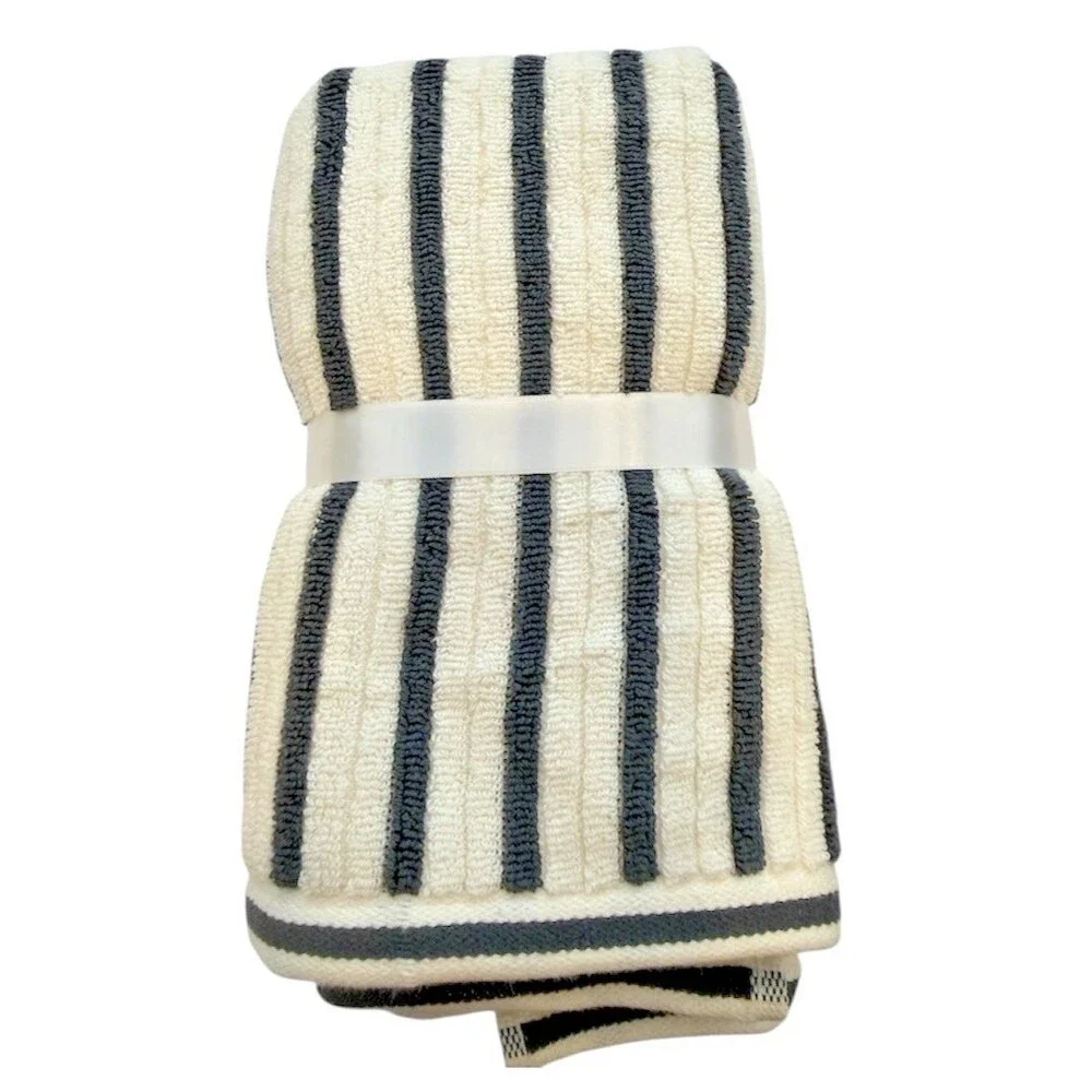 cupcakes and cashmere Hand Towels Striped Cream Gray 16x28